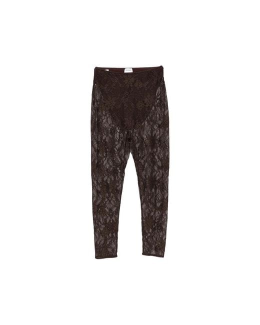 ANDAMANE Black Loli Lace-Pattern Cropped Leggings