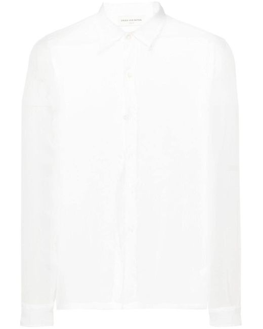 Dries Van Noten White Silk Chiffon Shirt for men