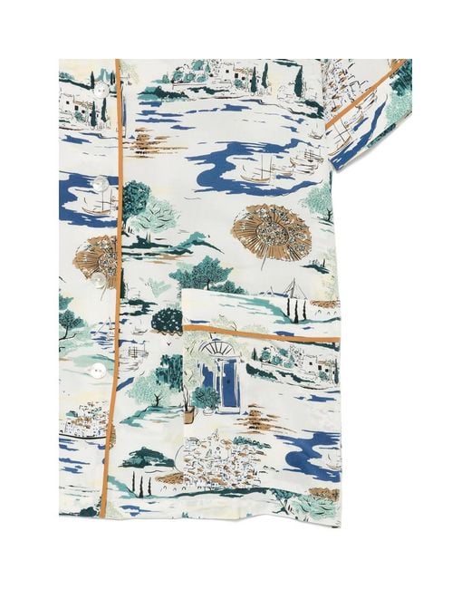 Olivia Von Halle Blue Yves Cadaqués Printed Pajamas