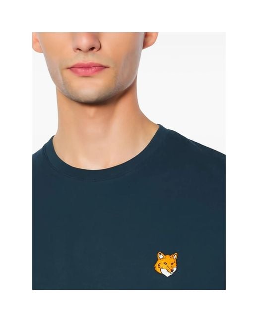 Maison Kitsuné Blue T-Shirt Crew Neck for men