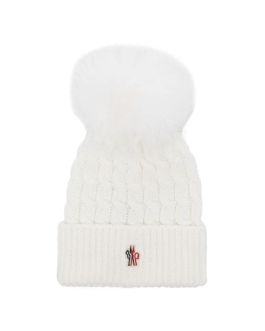 Moncler White Pompom Beanie