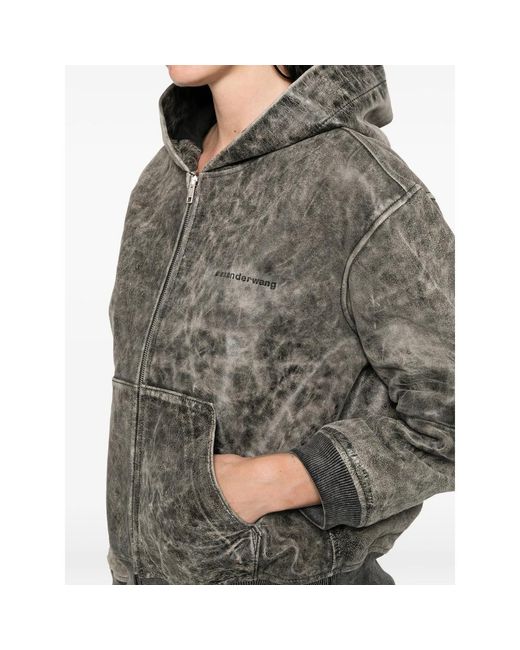 Alexander Wang Gray Hooded Zip Sweatshirt