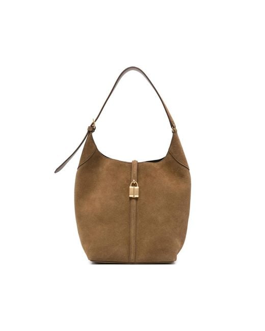 DeMellier London Brown Small Siena Lock-Detail Bucket Bag