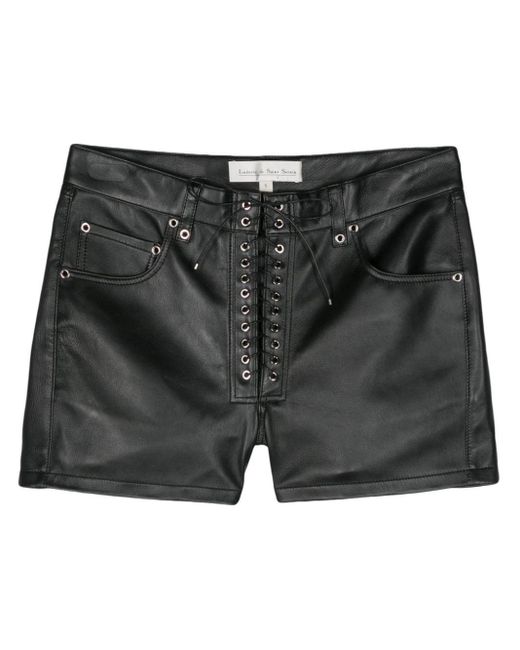 Ludovic de Saint Sernin Black Lace-Up Leather Shorts