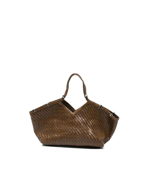 Benedetta Bruzziches Brown Large Usha Hand-Woven Tote Bag