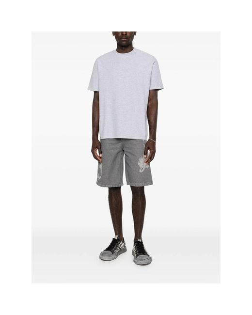 Gcds Gray Printed Denim Shorts for men