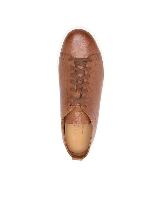 Henderson Brown Textured Lace-Up Sneakers for men