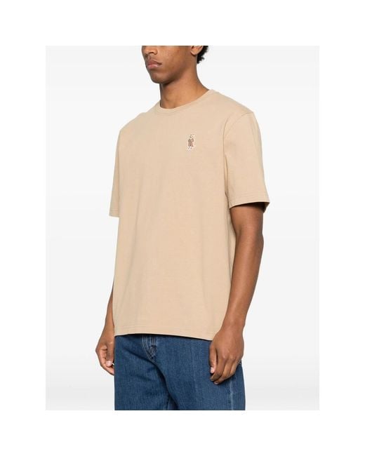 Maison Kitsuné Natural T-Shirt With Logo Detailing for men