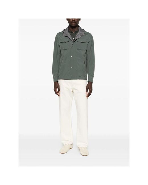 Moorer Gray Hooded Pocket Jacket for men