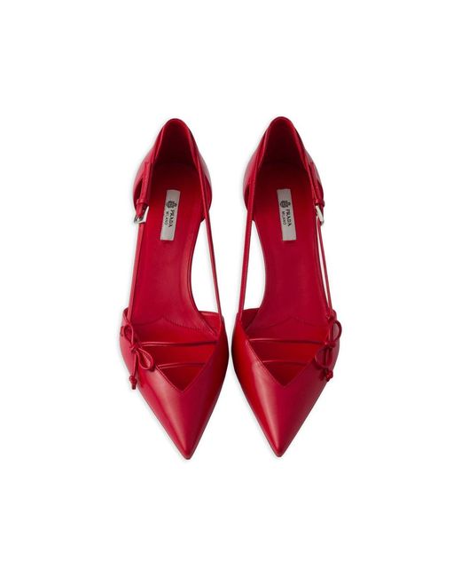 Prada Red Open-Side Leather Pumps