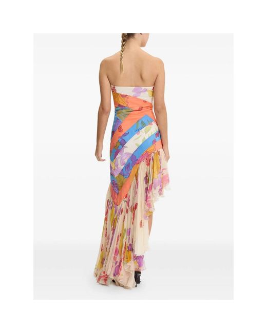 Donde Esteban Multicolor Flores Strapless Asymmetric Dress