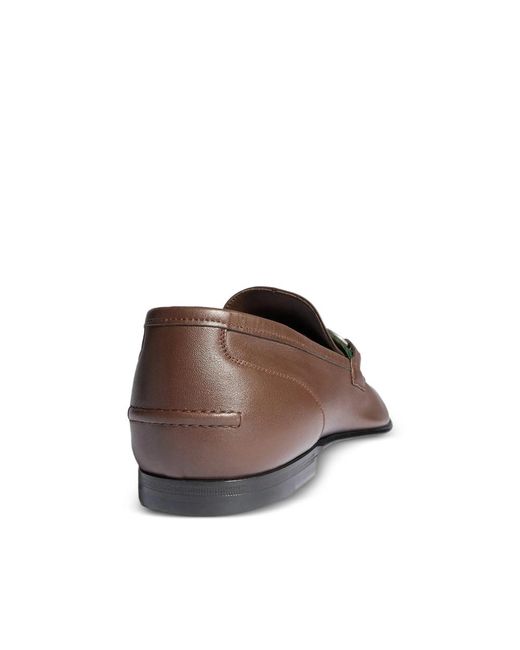 Gucci Brown Web-Stripe Horsebit Flat Loafers for men