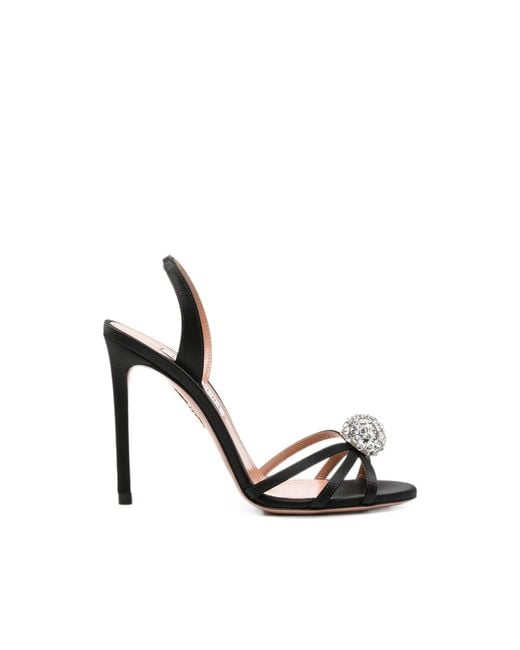 Aquazzura Black Crystal Bubble Slingback Sandals
