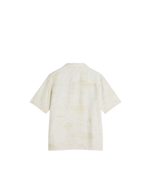 Maison Kitsuné White Parisian Map Resort Shirt for men