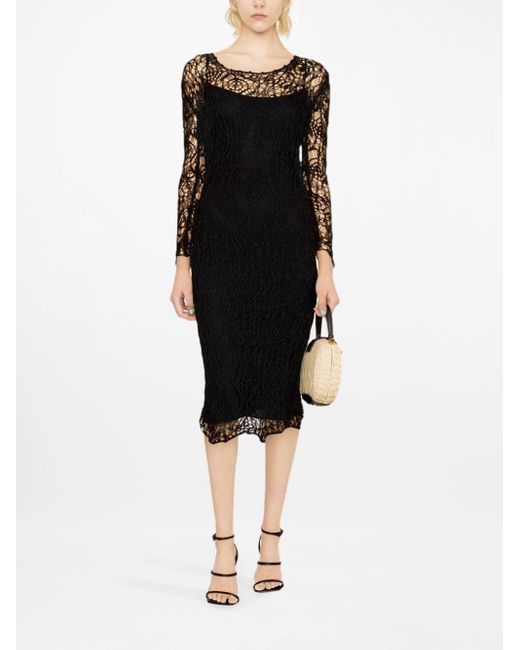 Tom Ford Black Lace-patterned Pencil Dress