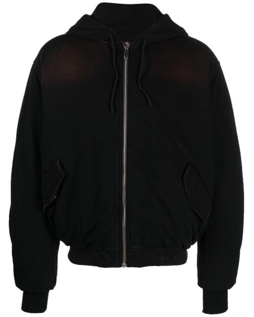 424 Black Zip-Up Padded Hooded Jacket for men