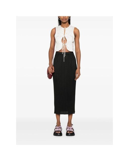 Pleats Please Issey Miyake Black Pleated Midi Skirt