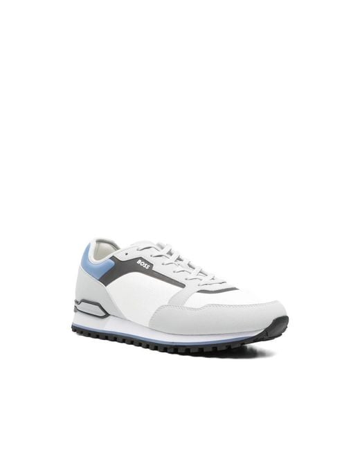 Boss White Parkour-L Panelled Lace-Up Sneakers for men