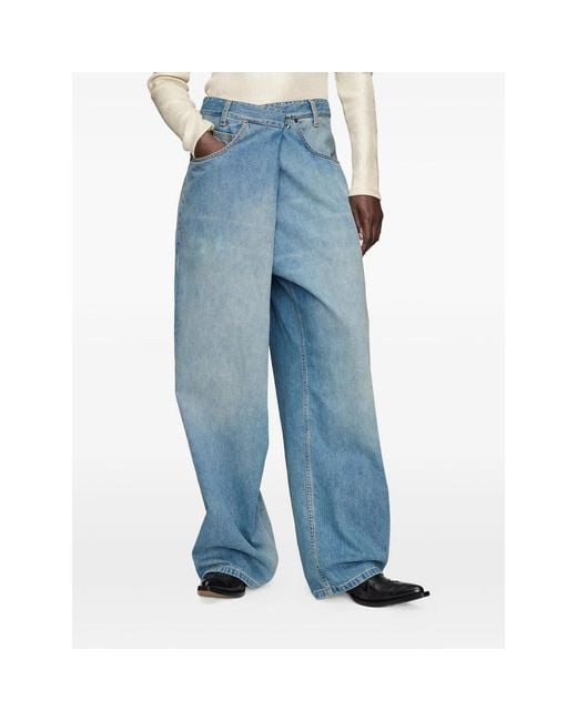 Maison Margiela Blue Wrap-Front Denim Jeans