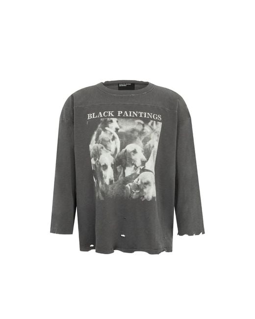 Enfants Riches Deprimes Gray Distressed Graphic-Print T-Shirt for men