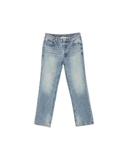 Cole Buxton Blue Faded Straight-Leg Jeans for men