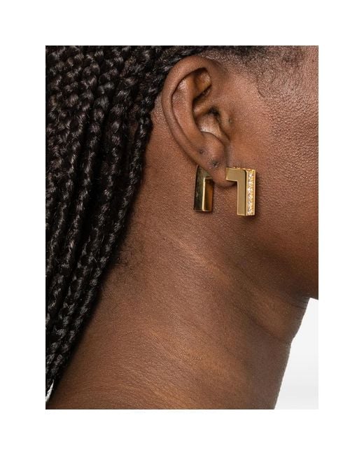 Elisabetta Franchi Metallic Rhinestone-Embellished Earrings