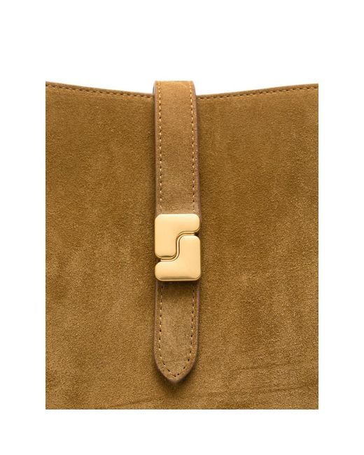 Soeur Brown Mini Bello Suede Shoulder Bag