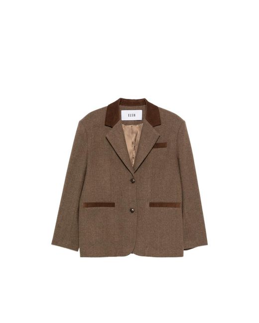 ELEH Brown Corduroy-Trim Blazer