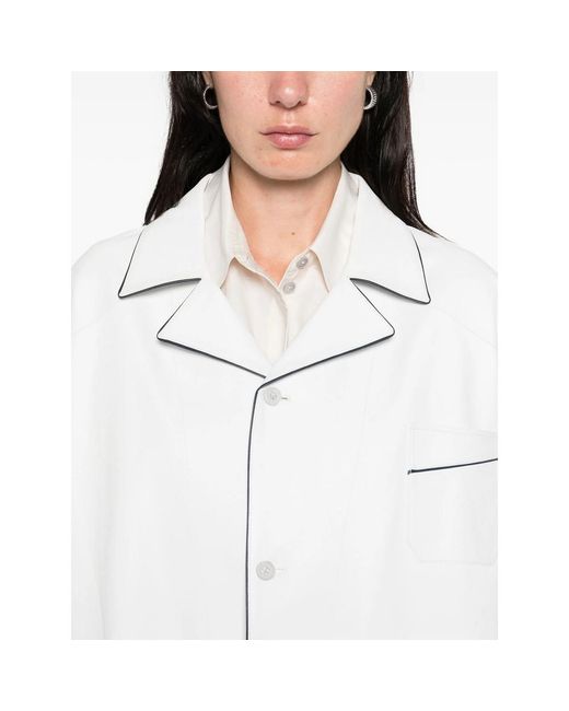 Prada White Piped-Trim Jacket