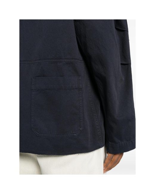 MM6 by Maison Margiela Blue Concealed-Fastening Patch-Pocket Shirt Jacket for men