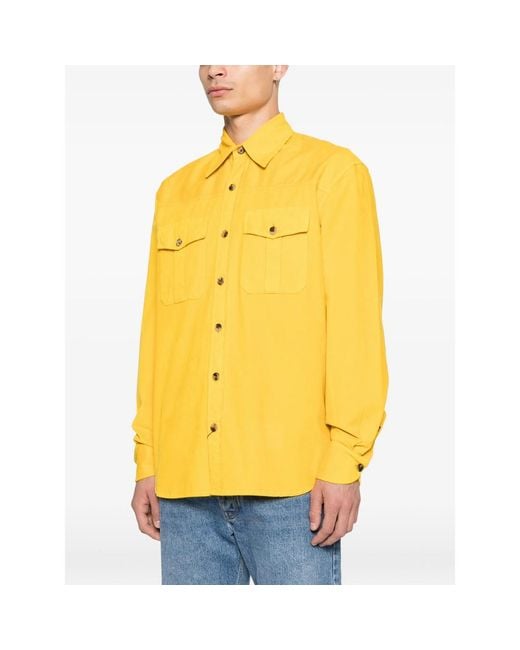 Isaia Yellow Casual Shirts for men