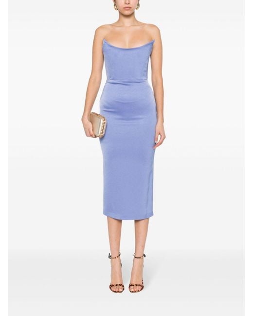 Alex Perry Blue Corset-Style Strapless Dress
