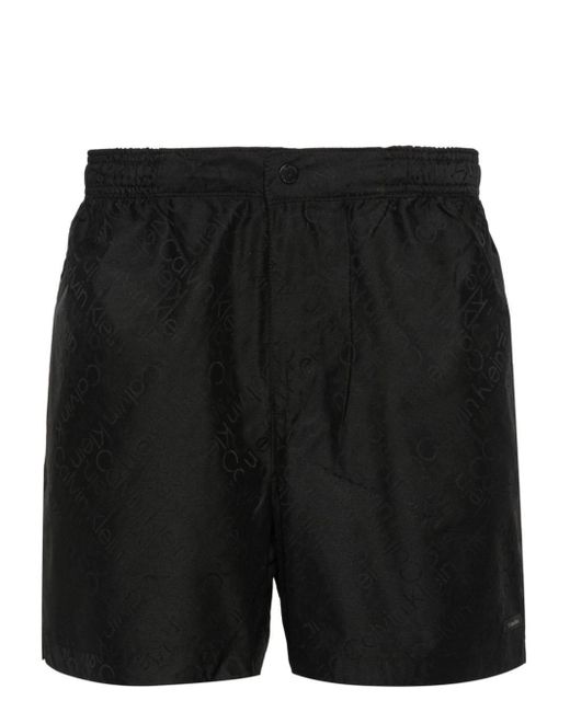 Calvin Klein Black Logo-patch Swim Shorts for men
