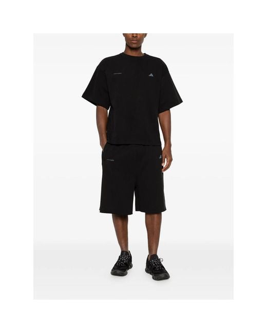 Adidas X Entire Studios Black X Entire Studios Logo-Print Side-Stripe Shorts for men