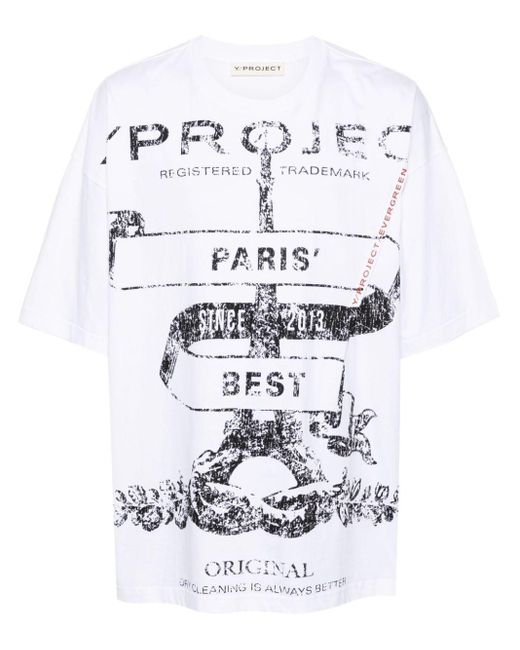 Y. Project White Logo-printed Cotton T-shirt