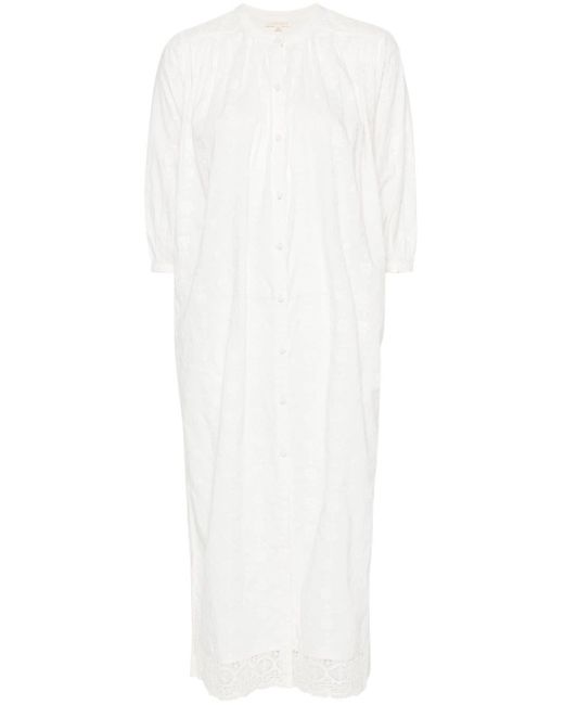 Louise Misha White Floral-Embroidery Cotton Maxi Dress