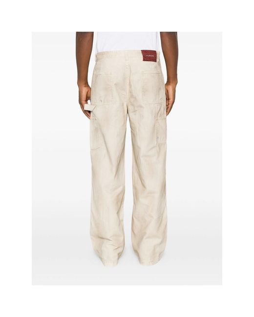 Cole Buxton Natural Distressed Panelled Jeans for men
