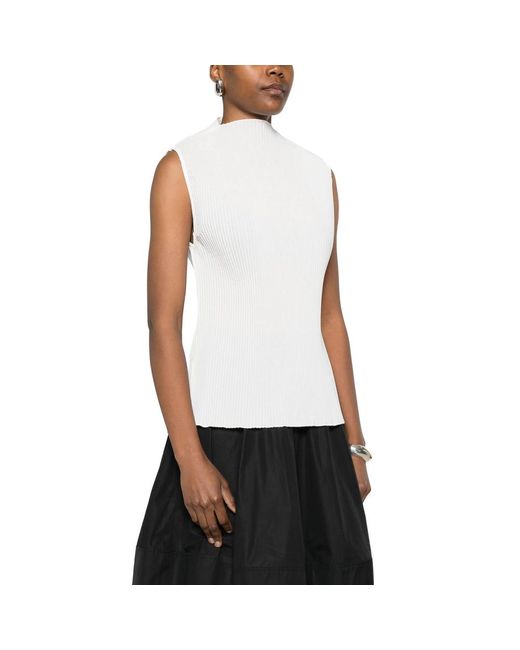 Co. White Plisse Top