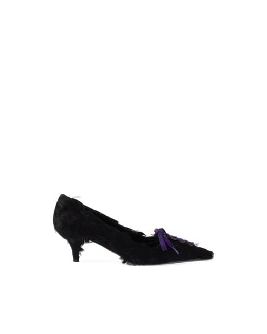 Prada Black Feather-Embellished Satin Pumps