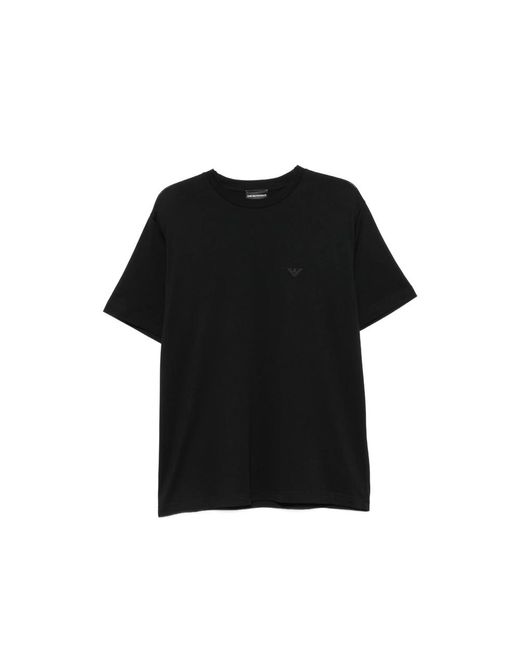 Emporio Armani Black Logo-Embroidered T-Shirt for men