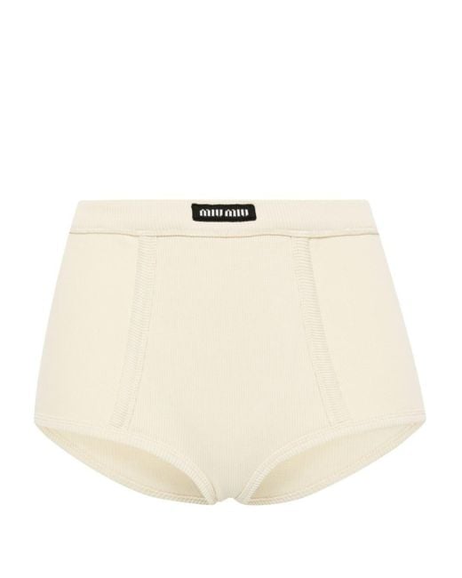 Miu Miu Natural Logo-Patch Cotton Briefs
