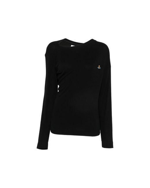 Vivienne Westwood Black Hebo Orb-Embroidered Draped Top