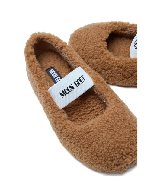 Moonboot Brown Shearling Ballerinas