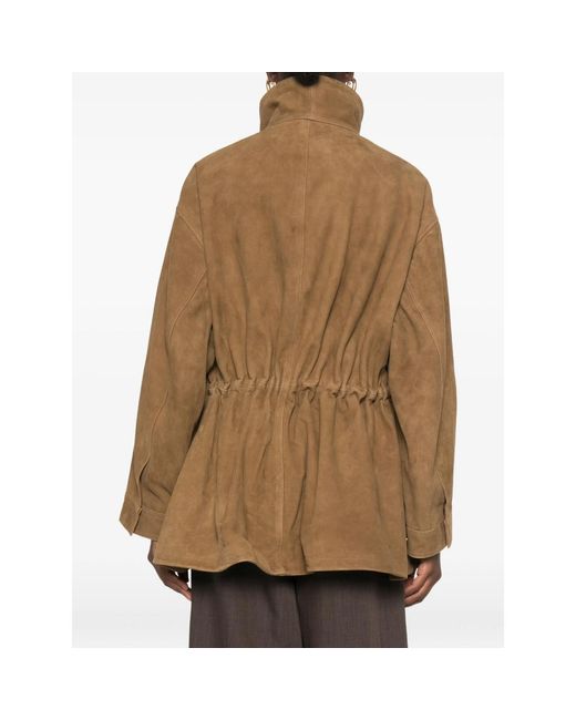 Rohe Brown Drawstring-Waist Suede Jacket
