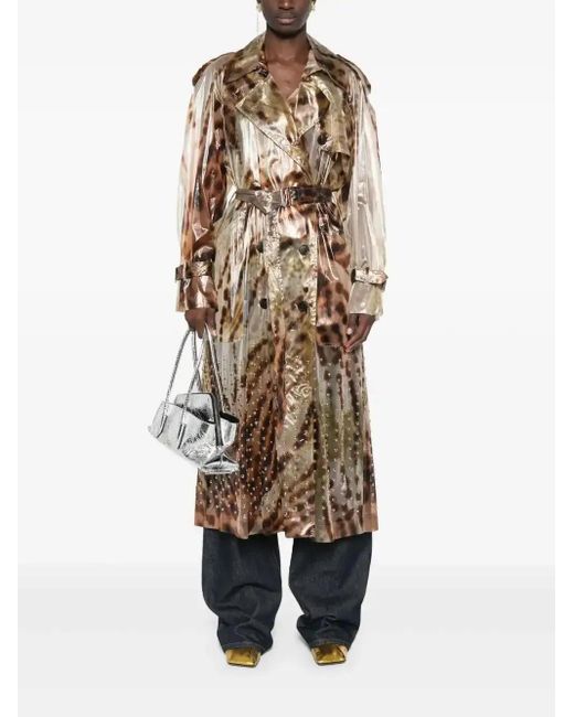 Dries Van Noten Brown Leopard-Print Trench Coat
