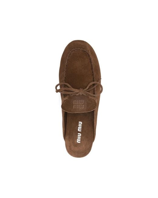 Miu Miu Brown Suede Deck Mules