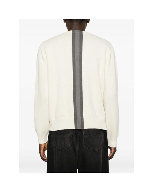 Gucci White Stripe-Detail Crew-Neck Sweater for men