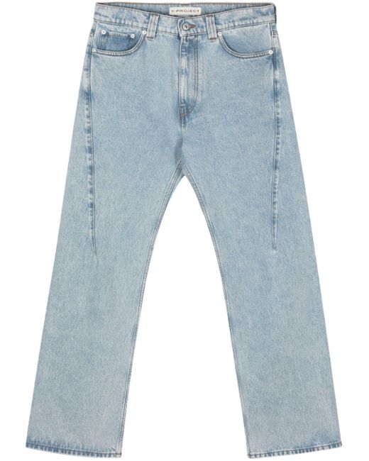 Y. Project Blue Evergreen Wire Straight-Leg Jeans
