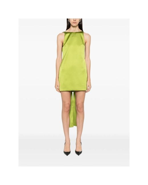 Self-Portrait Green Oversized-Bow Mini Dress