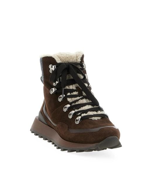 Brunello Cucinelli Brown Lace-Up Ankle Boots